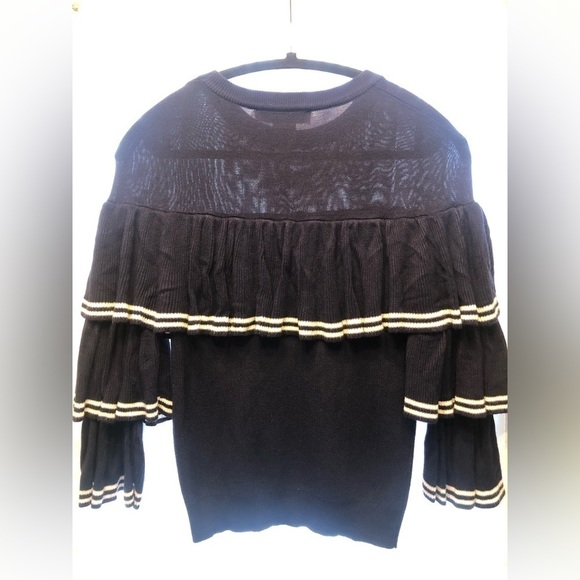FLYING TOMATO Sweater Small Statement Ruffle Sleeves Casual career feminine - Picture 5 of 16